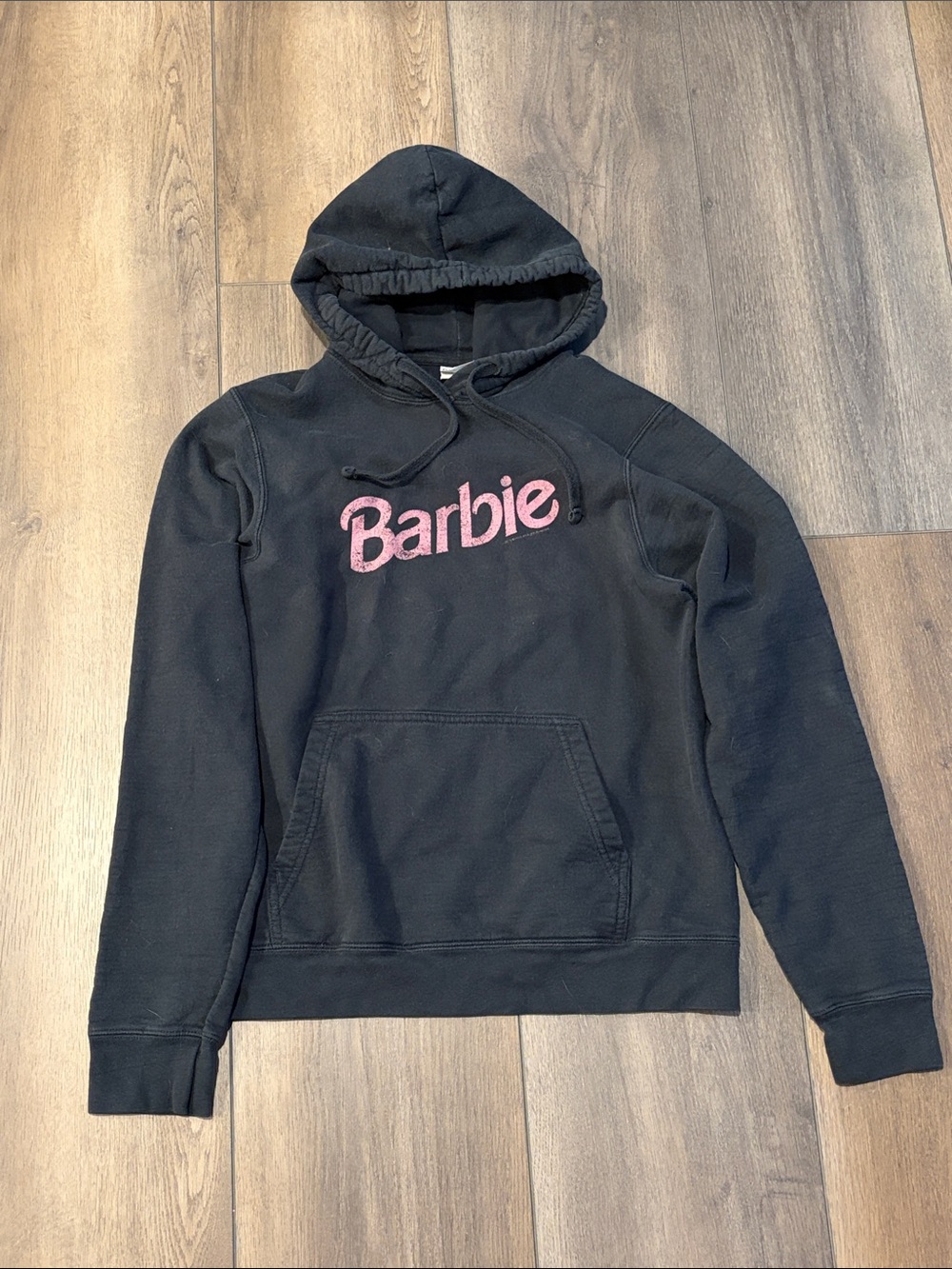 Barbie Black Hoodie with Pink Script Logo